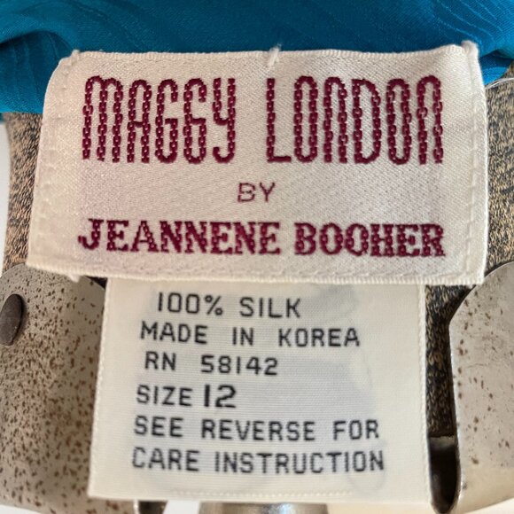 MAGGY LONDON TEAL WRAP DRESS, SIZE 12, 100% SILK - Picture 4 of 7